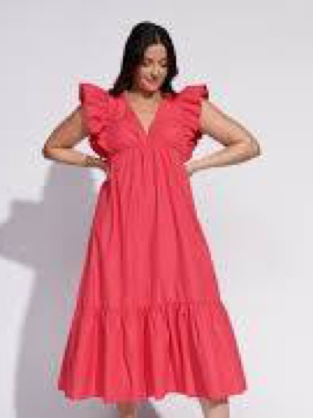Abercrombie & Fitch pink Ruffle-Sleeve V-Neck Midi Dress size small